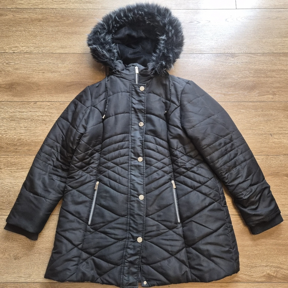 Avenue Womens Plus Size Wave Quilted Cold Weather Puffer Jacket Sz 14/16